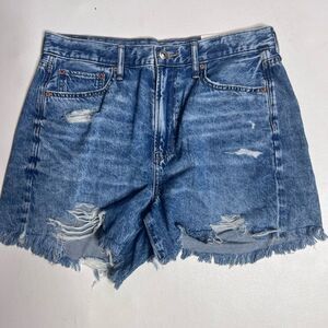 American Eagle Blue Distressed 90’S Boyfriend Jean Shorts